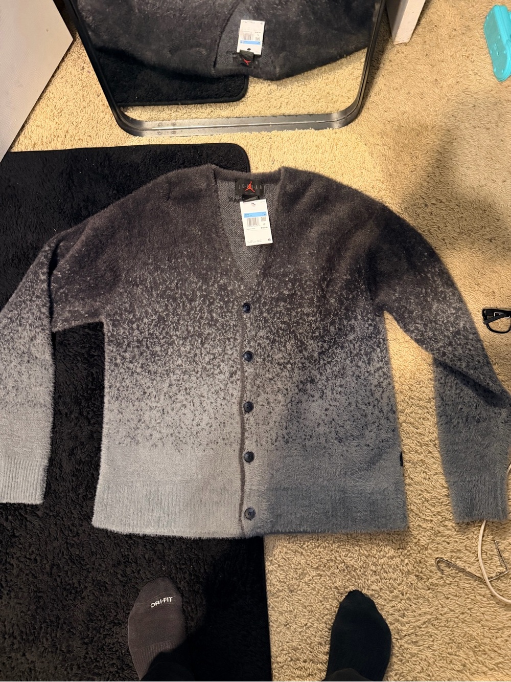 Jordan Men's Ombre Button-Front Cardigan in Black and Gray